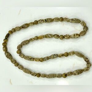 Vintage Brown tan stone long necklace